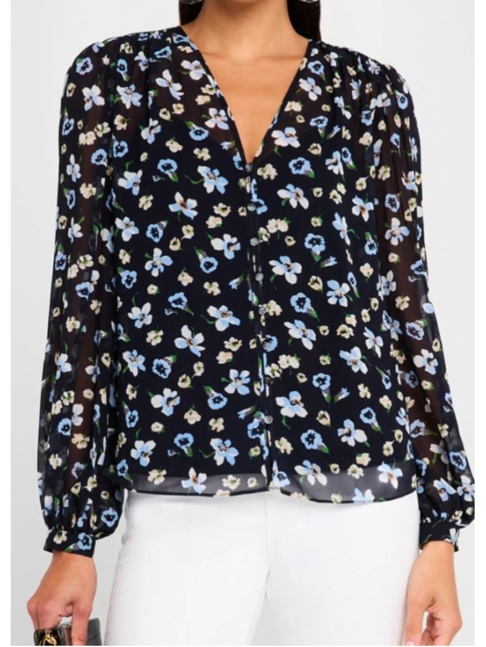 Veronica Beard Alec Long Sleeve Silk Top Size 4